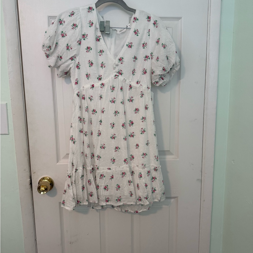 Altar'd State White Dress New With Tags with Pink & Green Floral Print- XS